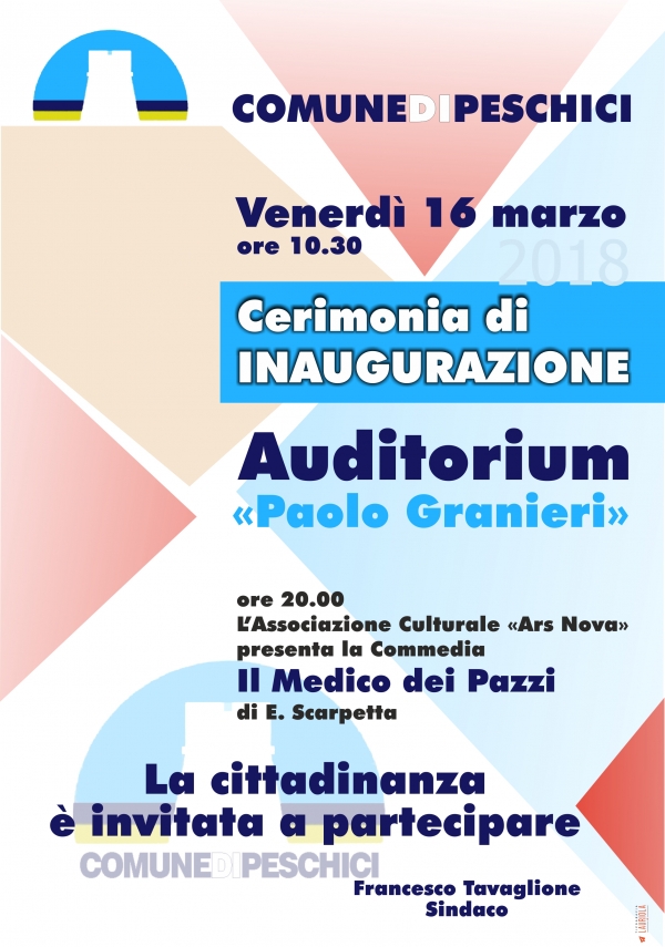 Peschici/ Venerd linaugurazione dell'Auditorium "Paolo Granieri"