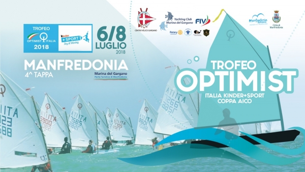 Dal 6 all’8 luglio a Manfredonia "IV Tappa Trofeo Optimist Italia Kinder+ sport Coppa Aico". In arrivo piu’ di 400 atleti da tutt’Italia ed un totale di 1200 persone d’indotto.