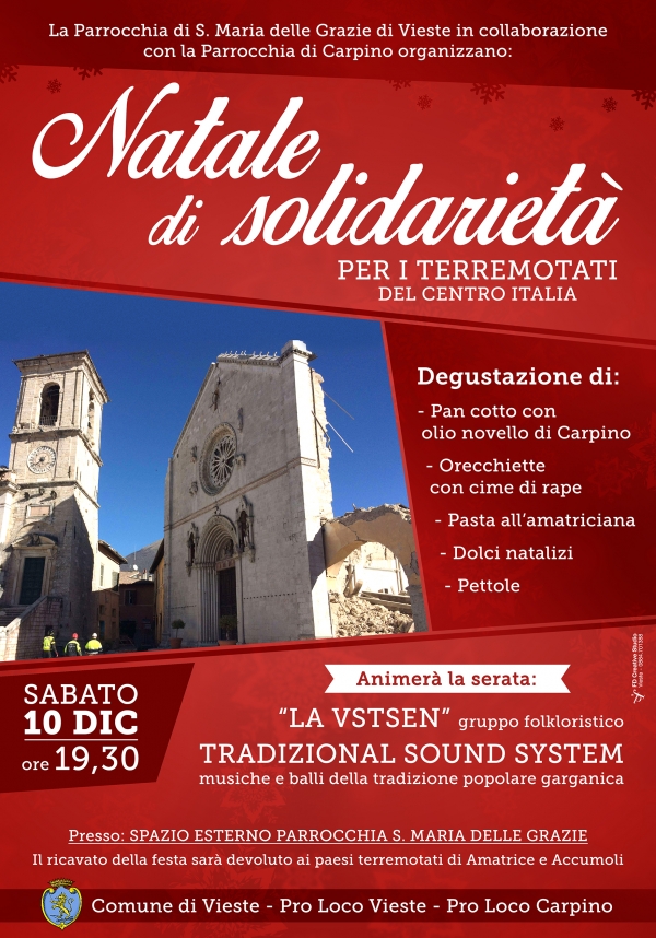 Vieste/ Natale di solidariet il 10 dicembre presso Parrocchia S. Maria delle Grazie