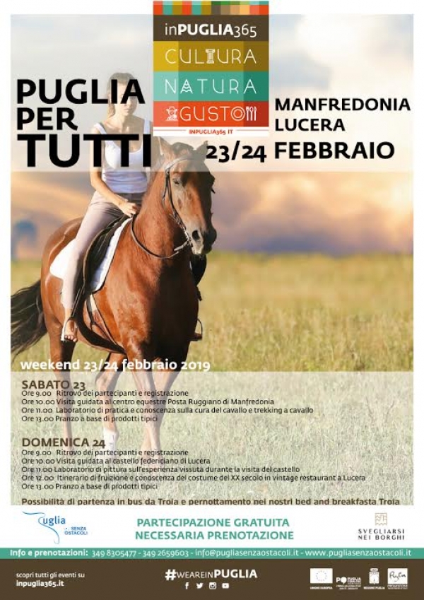 Puglia Per tutti, ultimo week-end. Manfredonia e Lucera, il centro equestre e il Castello