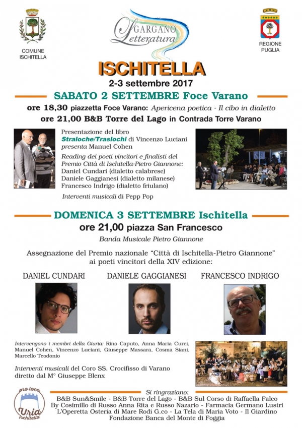Il 2 e 3 settembre l’assegnazione del Premio Ischitella- Pietro Giannone 2017