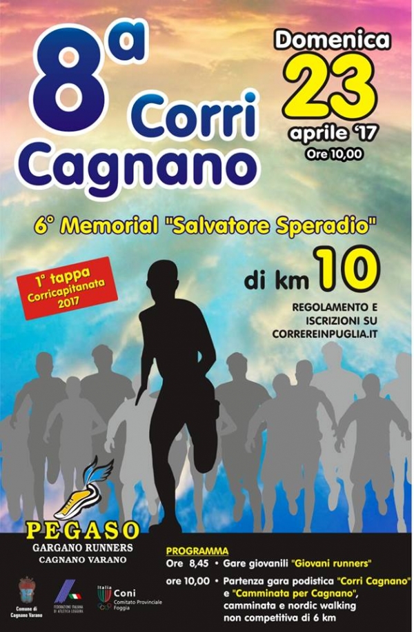 Domenica 23 aprile torna la CorriCagnano, gara podistica di 10 km.
