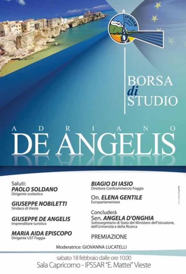 Sabato 18 allIPSSAR Mattei il conferimento della Borsa di Studio Adriano De Angelis. Quattro gli studenti premiati.