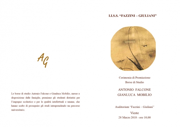 Vieste/ Mercoledì 28 marzo all'Auditorium Fazzini-Giuliani le borse di studio Antonio Falcone e Gianluca Mobilio