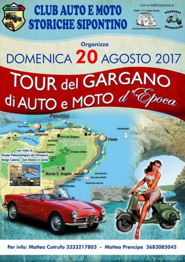 Domenica 20 agosto il tour del Gargano di auto e moto depoca