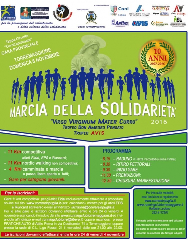Torremaggiore/ Pronta la 10 edizione della Marcia della Solidariet