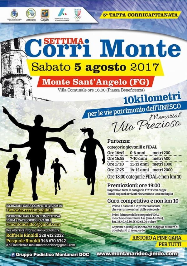"Torna la CorriMonte, 10 km tra arte, storia e fede, ricordando Vito Prezioso"