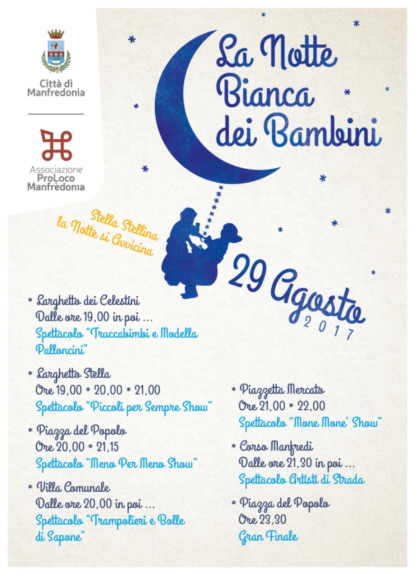 Pro Loco Manfredonia: Notte Bianca dei bambini il 29 Agosto