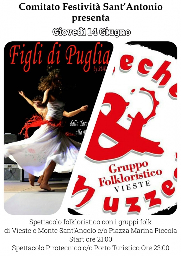 Vieste/ Festività S. Antonio: questa sera (tempo permettendo) FIGLI DI PUGLIA.